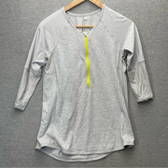 Lululemon Womens Gray Chartreuse 1 2 Zip Pullover Top - Picture 1 of 8